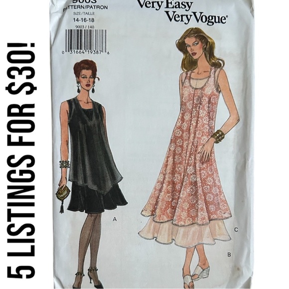 Very Easy Very Vogue Pattern 9003 Women’s Size 14-18 Dresses - Picture 1 of 5